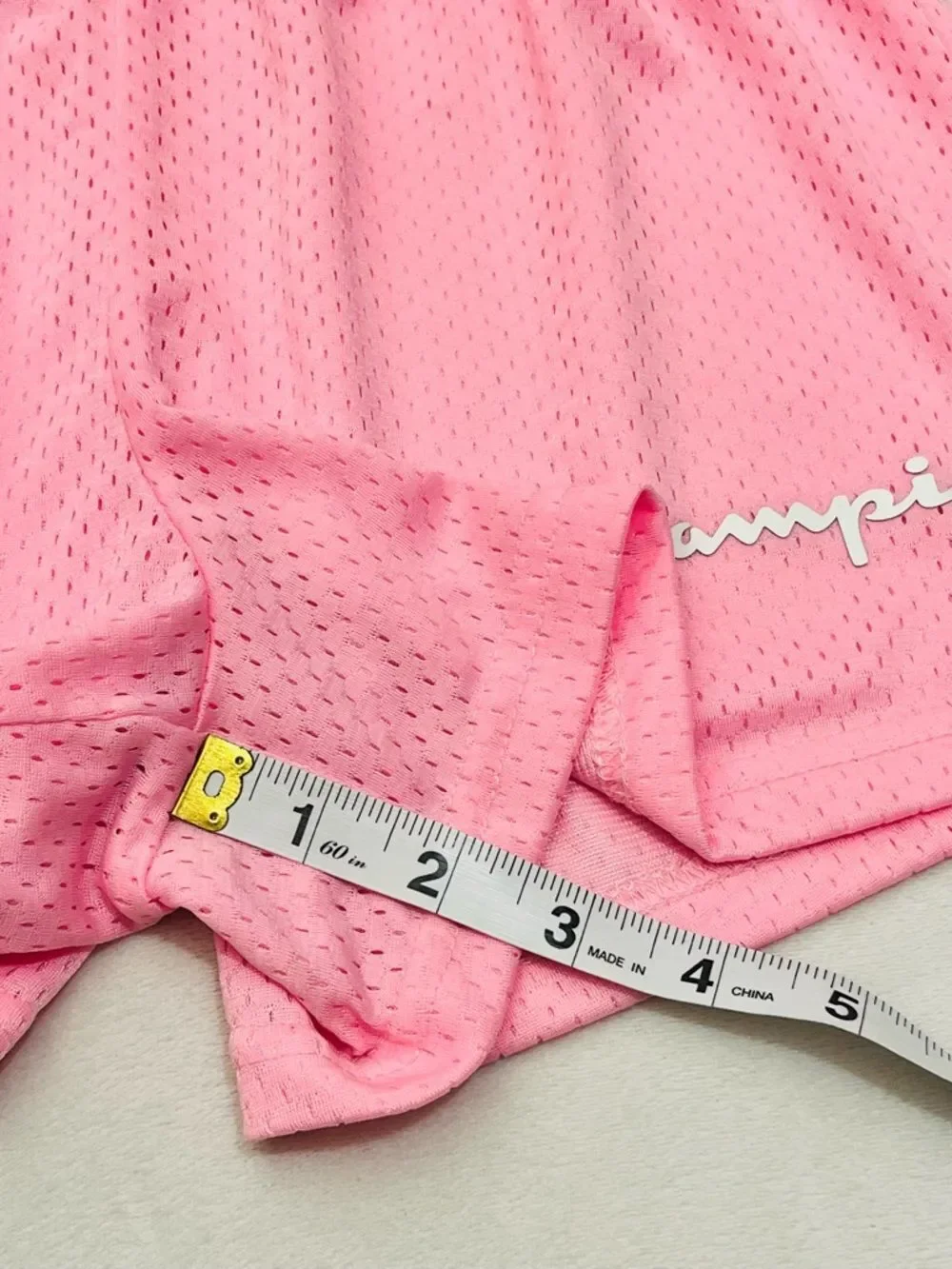Champion Pink Vibrant Mesh Authentic Athletic Shorts w Script Logo Girls Sz XL